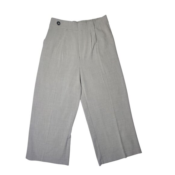 Haver And Blair Light Gray Wide Leg Cropped High Rise Pleated Dress Pants M - Picture 1 of 8
